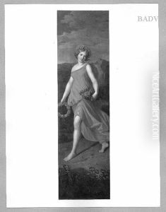 Vier Apothekertafeln, eine weibliche Figur (Flora) by Ferdinand Georg Waldmuller