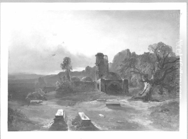 Sudliche Landschaft mit Ruine (Kirche) - view 1