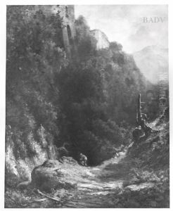 Landscape with wandering monk by Carl Spitzweg