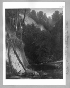 Waldlandschaft mit Weiher und Hirschen by Carl Blechen