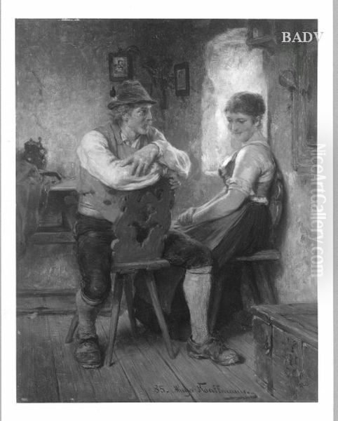 young couple in Bavarian costume - view 1