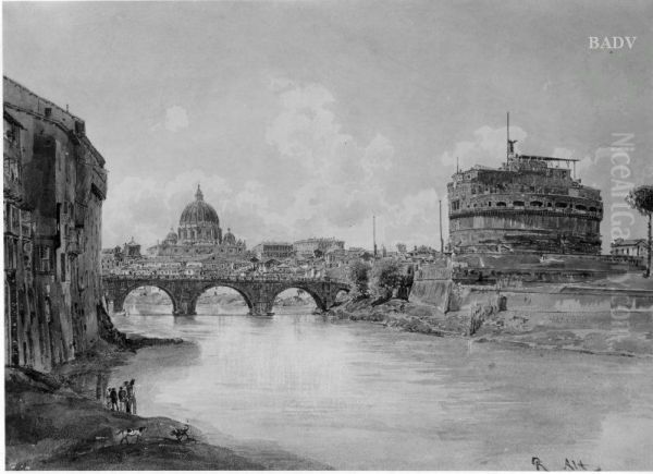 Rom mit Engelsburg und Peterskirche - view 1
