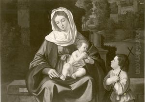 Landscape Madonna with child and St. John Landscape Madonna with child and St. John