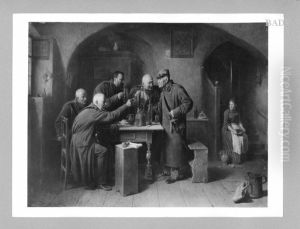 Zollbeamte beim Bier by Friedrich Friedlander