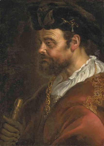 A Tronie Of A Man In Ceremonial Robes With A Gold Chain And Ahat - view 1