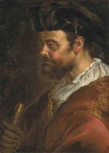 A Tronie Of A Man In Ceremonial Robes With A Gold Chain And Ahat