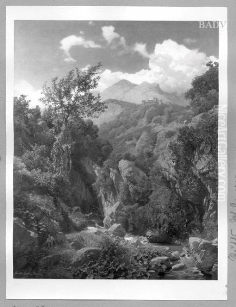 Mountain landscape with castle - view 1
