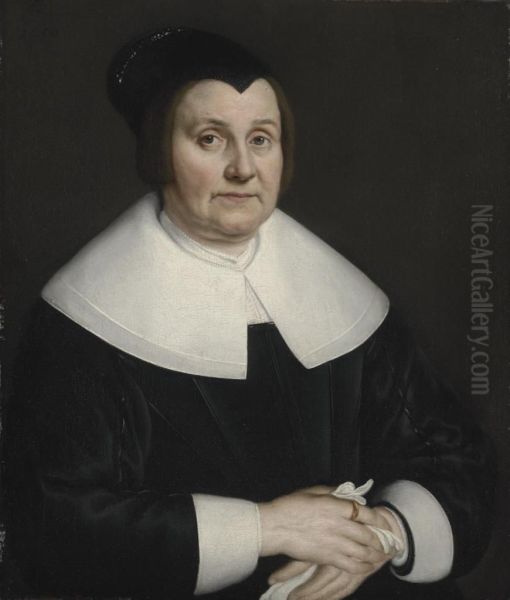 Portrait Of A Lady, Half-length, In A Black Dress - view 1