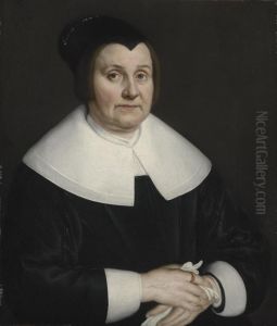 Portrait Of A Lady, Half-length, In A Black Dress by Adam Camerarius