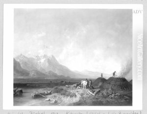Landscape with charcoal-pile Landscape with charcoal-pile
