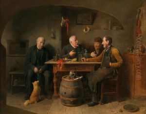 Vier Manner im Wirtshaus by Friedrich Friedlander