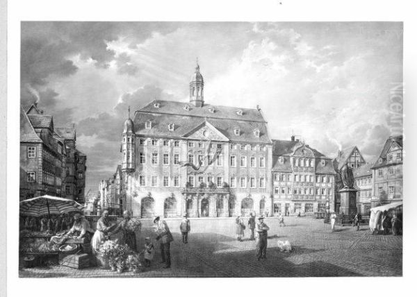 Market-place and townhall in Coburg - view 1
