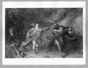 Uberfall (Falstaff auf der Flucht) by Eduard Von Grutzner