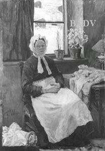 Alte Frau im Zimmer / Naherin Alte Frau im Zimmer / Naherin