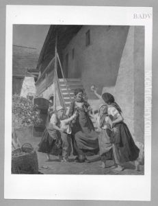 Empfang der Grossmutter by Ferdinand Georg Waldmuller