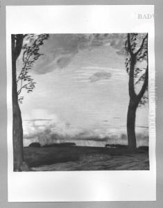 landscape with a thunderstorm going away by Franz Stuck