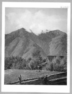 Meadow + cottage in the mountains by Ferdinand Georg Waldmuller
