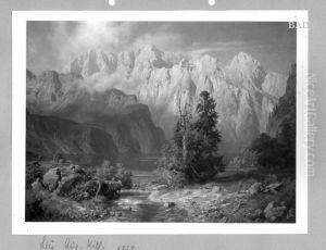 Gebirgslandschaft mit See by August Wilhelm Leu