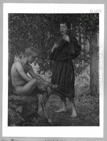Young faun and singing boy - view 1
