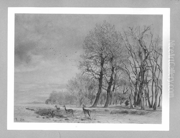 Winterlandschaft mit Rehen - view 1