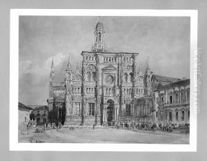 Romische Kirche (Ansicht der Certosa bei Pavia von Westen)