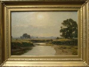River Landscape With Cattle by David Cameron