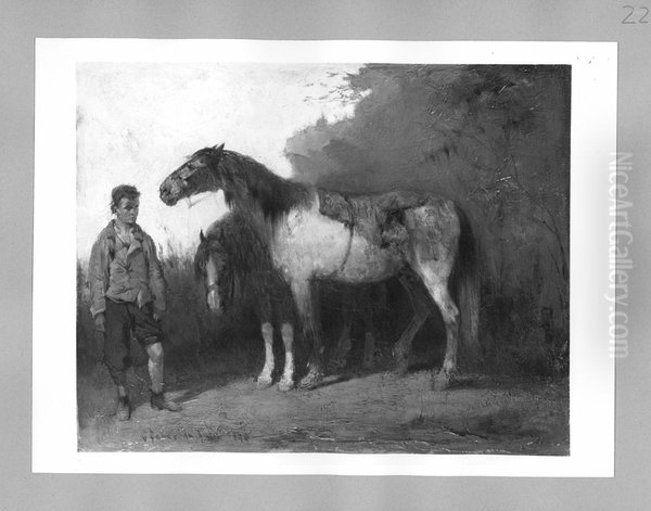 Boy with two horses - view 1