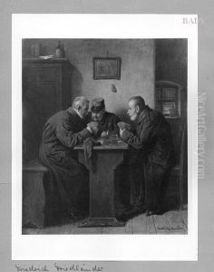 3 old soldiers playing cards by Friedrich Friedlander