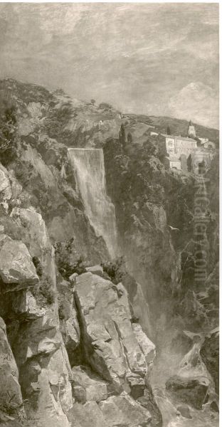 Wasserfall (mit Kloster im Hintergrund) - view 1