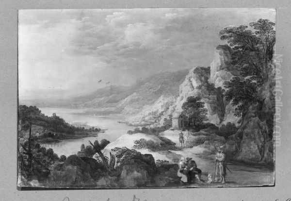 river-landscape + 5 figures - view 1
