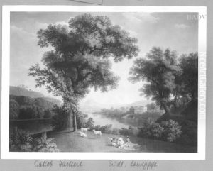 Sudliche Landschaft mit See und Staffage by Jacob Philipp Hackert