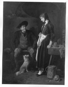 Bauernpaar mit Hund by Friedrich Friedlander