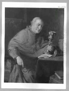 Kardinal bei Betrachtung eines Pokals by Eduard Von Grutzner