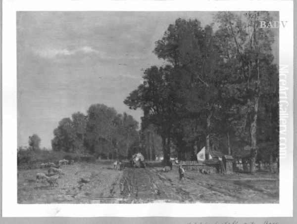 Landscape with figures + sheep - view 1
