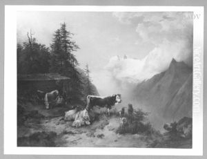 Mountain-cottage, near Gerlos-Zillertal by Friedrich Gauermann