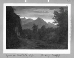 chapel in a mountain- landscape by Julius Schnorr Von Carolsfeld