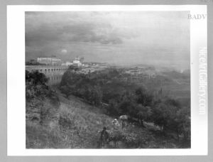 Sudliche Landschaft, Arriccia mit Viadukt (mit aufgehenden Mond)