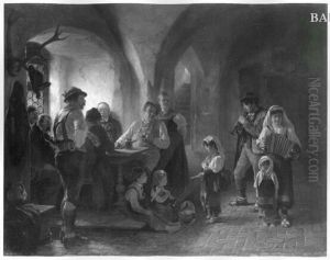 gipsies in an inn by Hugo Kauffmann