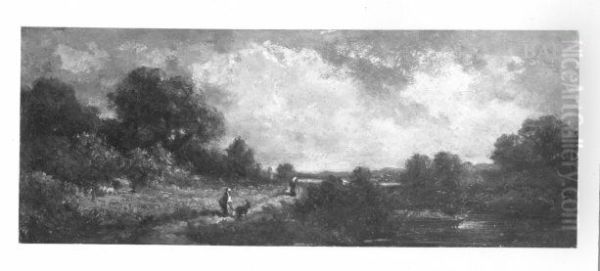 Landschaft mit Bach und zwei Figuren - view 1