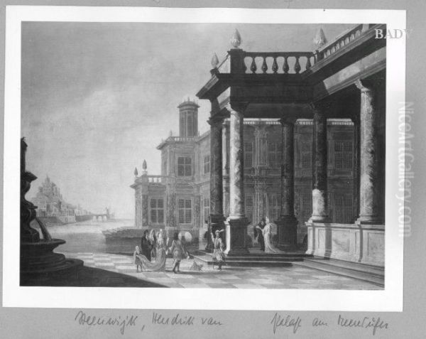 House of patrician at the water, with figures - view 1