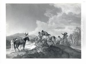 Landschaft mit Pferdefangern by Peter von Hess