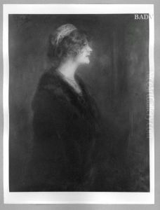 Portrait of a woman with red hairs by Lenbach Franz Von