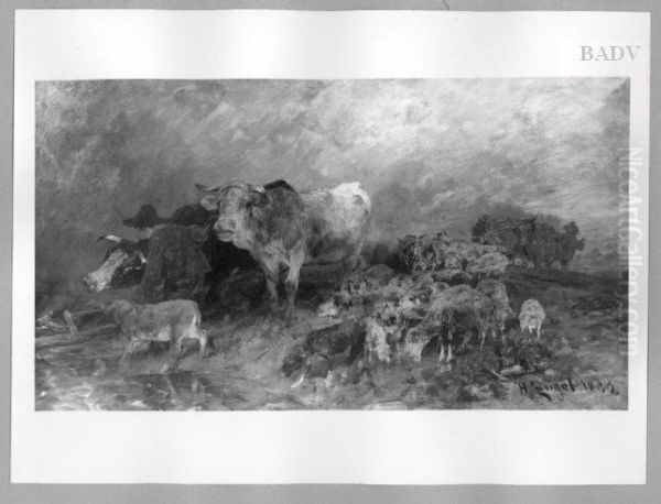 cattle in rising thunderstorm - view 1
