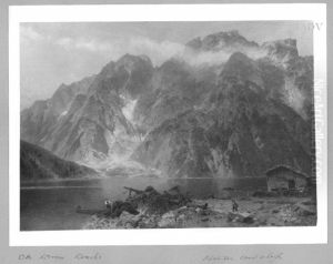 Schweizer Landschaft mit Bergsee by Otto Kameke