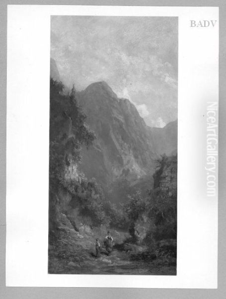 Mountain path with boy and girl - view 1