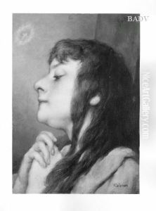 Visionen, Madchenkopf by Gabriel von Max