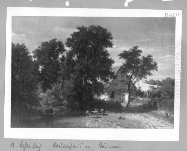 Landschaft mit Bauernhaus und Kuhen - view 1
