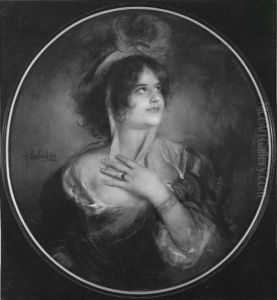 Bildnis einer jungen Frau im Oval by Lenbach Franz Von