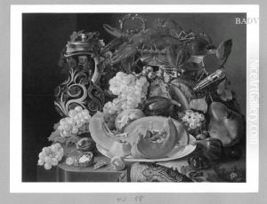 Still-life with fruits and lobster by Ferdinand Georg Waldmuller