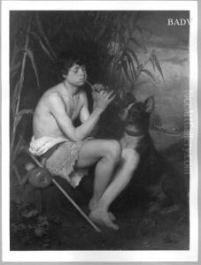 Flotende Hirtenknabe mit Hund by Franz Xaver Simm